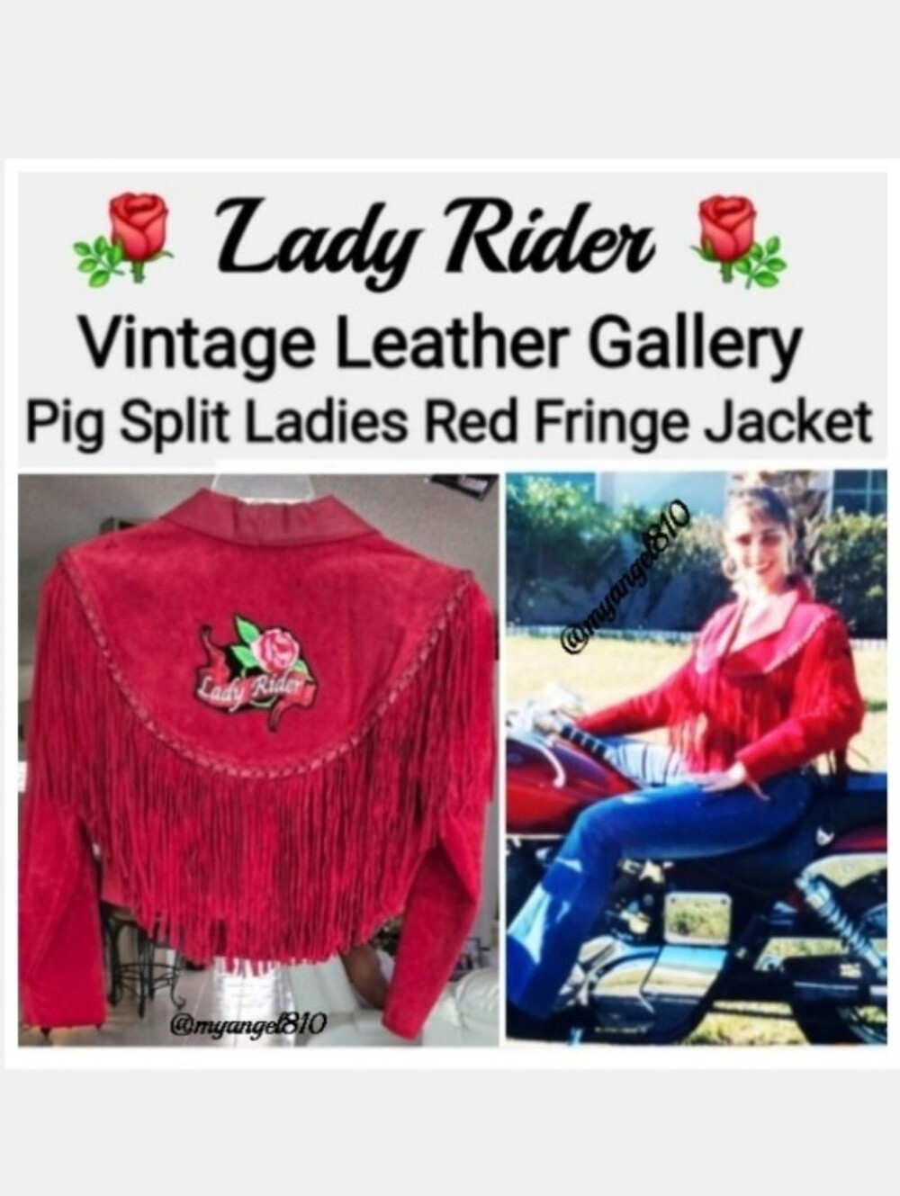 VTG Leather Gallery Red Fringe Pig-Split Suede Leather Jacket 🌹Lady Rider🌹